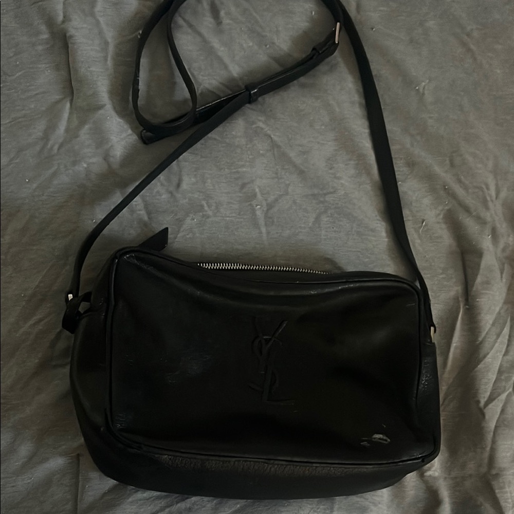 Yves Saint Laurent Black Leather Messenger Bag